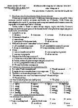 Đề kiểm tra chất lượng học kỳ 2 môn Tiếng Anh 8 - Mã đề 111 - Năm học 2016-2017 - Phòng GD & ĐT Vũ Thư